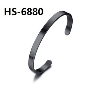 HS-6880 Stainless steel cuff bangle with black color plated