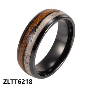 Black color tungsten carbide rings for men and women inlay wood